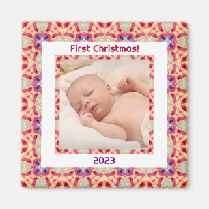 Custom Photo Jolly Happy Baby’s First Christmas Magnet