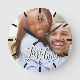 Custom Photo Just Love Round Clock