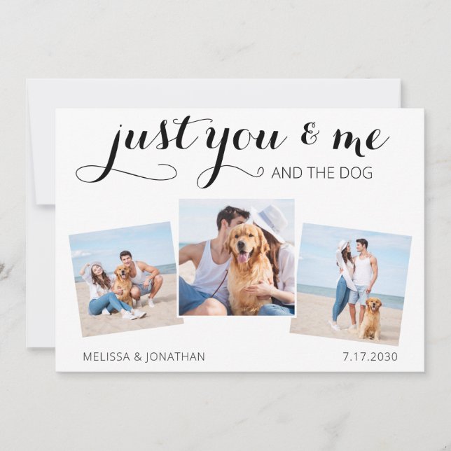 Custom Photo Just Married Dog Wedding Announcement (Front)