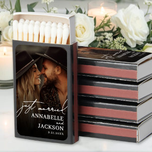 Custom Photo Just Married Wedding Matchboxes