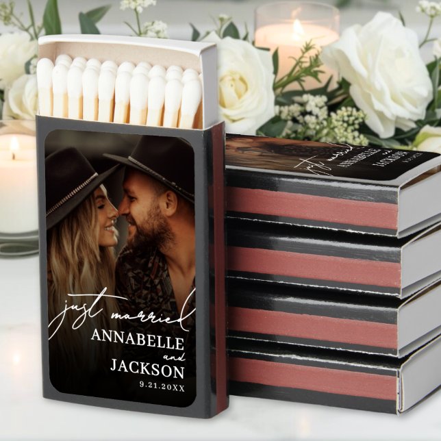Custom Photo Just Married Wedding Matchboxes (Custom Photo Just Married Wedding Matchboxes)