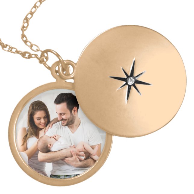Custom Photo Keepsake Gold Plated Necklace (Front)