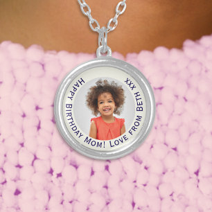 Custom Photo Keepsake Pretty Silver Plated Necklace