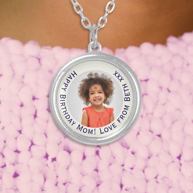Custom Photo Keepsake Pretty Silver Plated Necklace (A pretty necklace to customize with a favorite photo and your own message)
