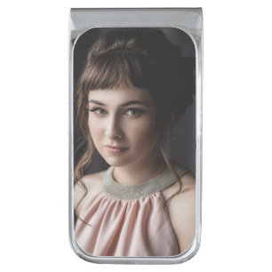Custom Photo Keepsake Silver Finish Money Clip