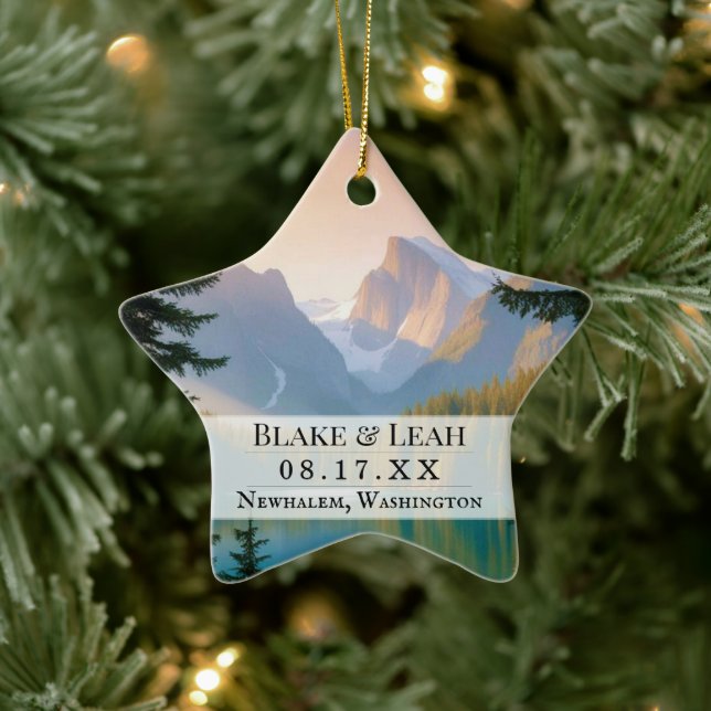 Custom photo keepsake wedding ornament mountain (Tree)