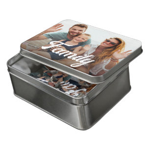 Custom Photo Keepsake with Family Text Overlay Jigsaw Puzzle