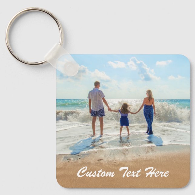 Custom Photo Keychain Gift Personalized Text (Front)