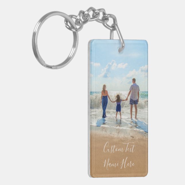 Custom Photo Keychain Gift Your Photos and Text (Front Left)