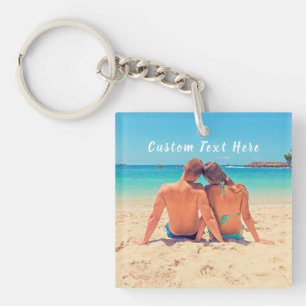 Custom Photo Keychain with Text