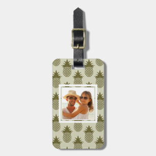 Custom Photo Khaki Pineapple Pattern Luggage Tag