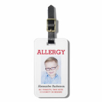 Custom Photo Kids Allergy Alert ICE Warning Badge Bag Tag