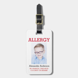 Custom Photo Kids Allergy Alert ICE Warning Badge Luggage Tag
