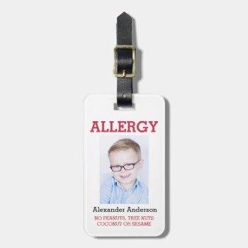 Custom Photo Kids Allergy Alert Ice Warning Badge Luggage Tag by LilAllergyAdvocates at Zazzle