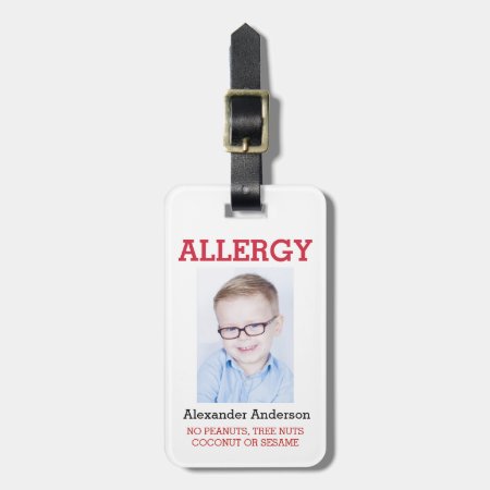 Custom Photo Kids Allergy Alert Ice Warning Badge Luggage Tag
