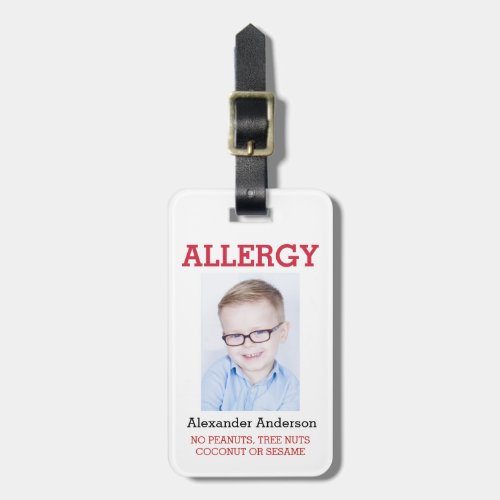 Custom Photo Kids Allergy Alert ICE Warning Badge Luggage Tag