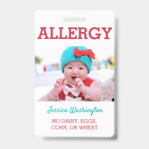 Custom Photo Kids Allergy Alert ICOE Badge