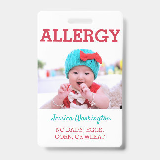 Custom Photo Kids Allergy Alert ICOE Badge