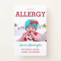 Custom Photo Kids Allergy Alert ICOE Badge