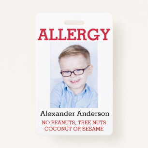 Custom Photo Kids Allergy Alert ICOE Badge