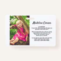 Custom Photo Kids Allergy Alert ICOE Simple Modern Badge