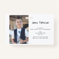 Custom Photo Kids Allergy Alert ICOE Warning Badge