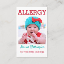 Custom Photo Kids Allergy Alert ICOE Warning Business Card