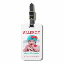 Custom Photo Kids Food Allergy Alert ICOE Warning Bag Tag