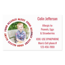 Custom Photo Kids Food Allergy Medical Alert Rectangular Sticker