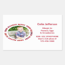 Custom Photo Kids Food Allergy Medical Alert Rectangular Sticker
