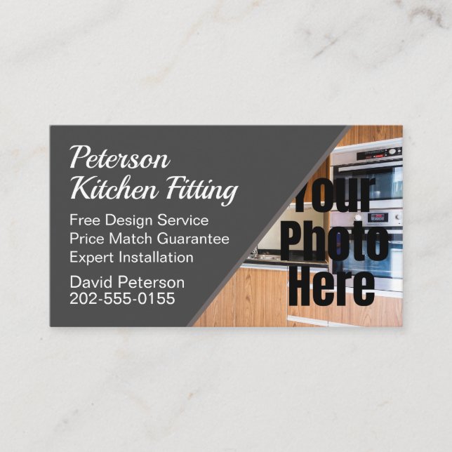 Custom Photo Kitchen Interior Design & Fitting Business Card (Front)