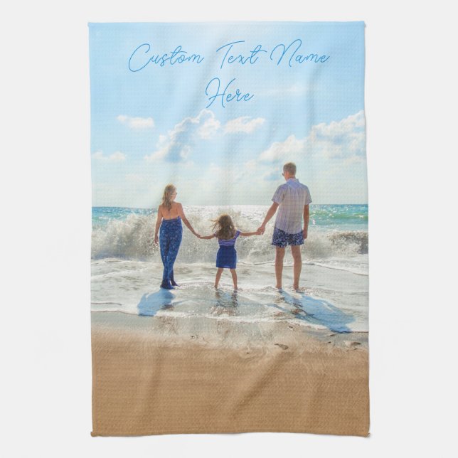 Custom Photo Kitchen Towel Your Photos and Text (Vertical)