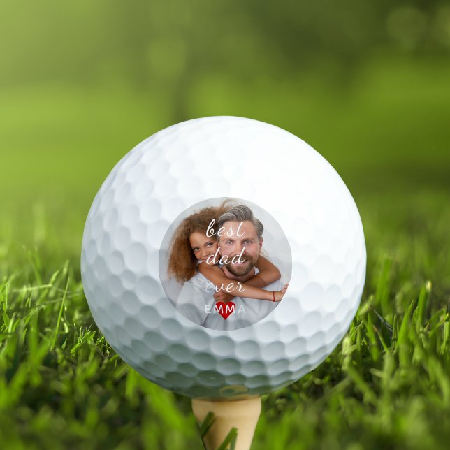Custom Photo l Best Dad Ever & Cute Red Heart Golf Balls (Creator Uploaded)