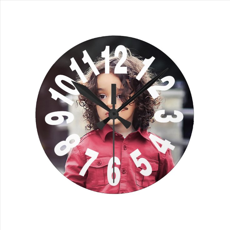 Custom Photo Large Numbers Round Clock | Zazzle