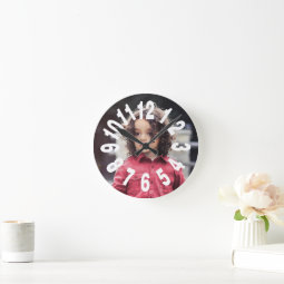 Custom Photo Large Numbers Round Clock | Zazzle