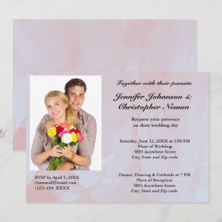 Custom Photo Lavender Mist Marble Wedding Invitation