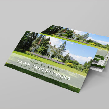 Custom Photo Lawn Care & Landscaping Business Card by SmokeyOaky at Zazzle