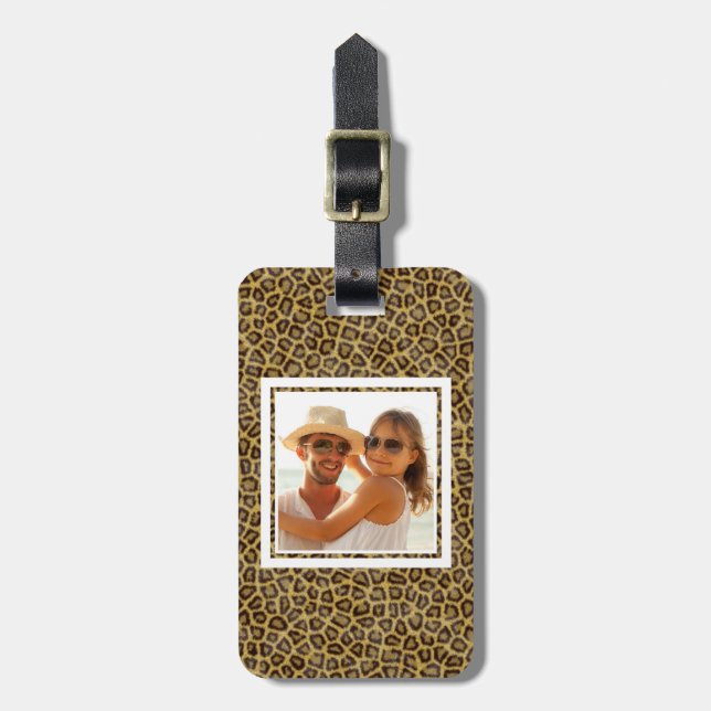 Custom Photo Leopard Fur Luggage Tag (Front Vertical)