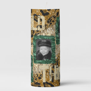Custom Photo Leopard Zebra Pattern Pillar Candle