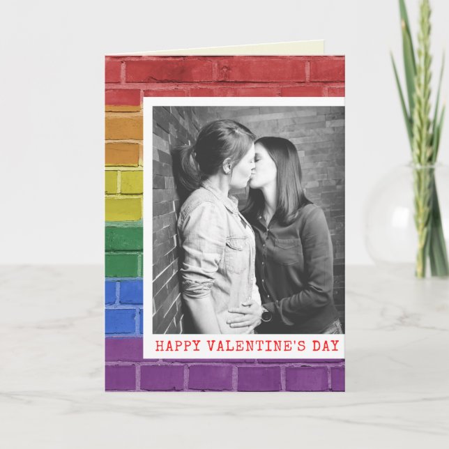 Custom Photo LGBT Pride Themed Valentine Card (Front)