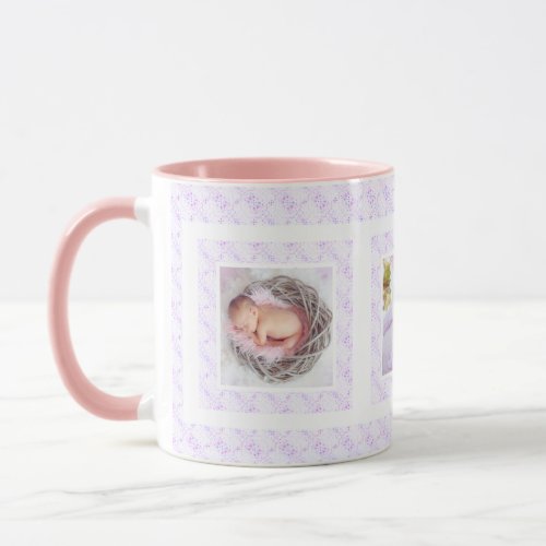 Custom Photo Lilac Pattern Mothers Day Mom Mommy Mug