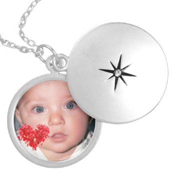 Custom Photo Locket With Red Heart Design by AdoptionGiftStore at Zazzle