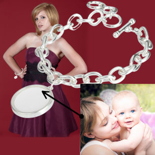 Custom Photo Logo Art Slogan Round Charm Bracelet