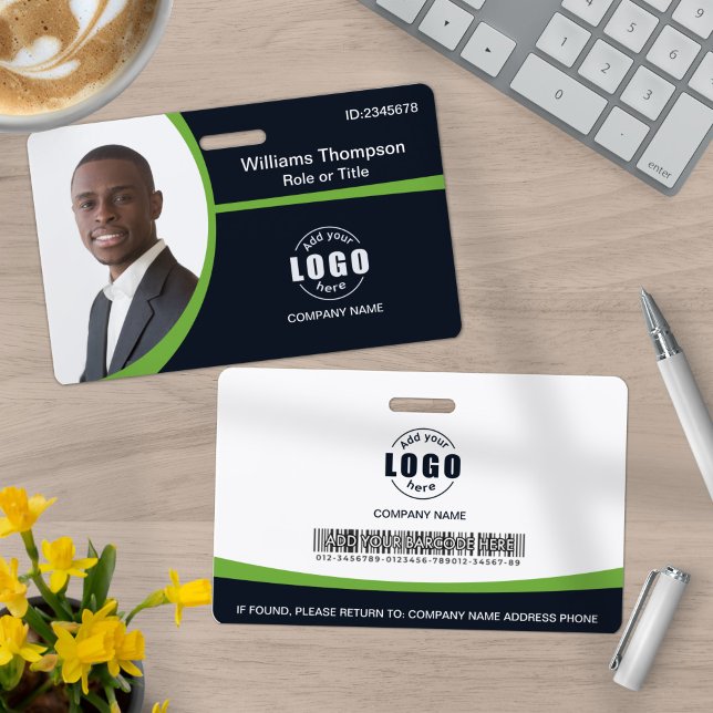 Custom Photo Logo Barcode Employee Corporate Green Badge (Creator Uploaded)