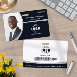 Custom Photo Logo Barcode Employee Corporate Grey Badge