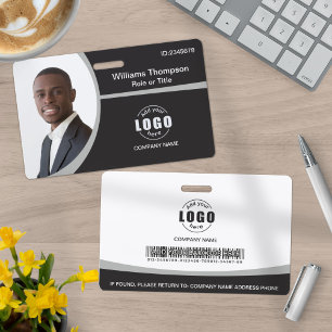 Custom Photo Logo Barcode Employee Corporate Grey Badge
