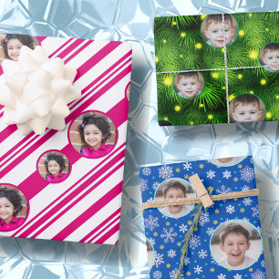 Custom Photo Logo Candy Cane Snowflake Christmas Wrapping Paper Sheets