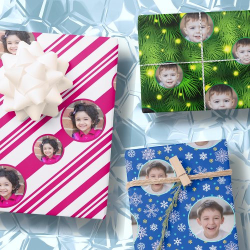 Custom Photo Logo Candy Cane Snowflake Christmas Wrapping Paper Sheets