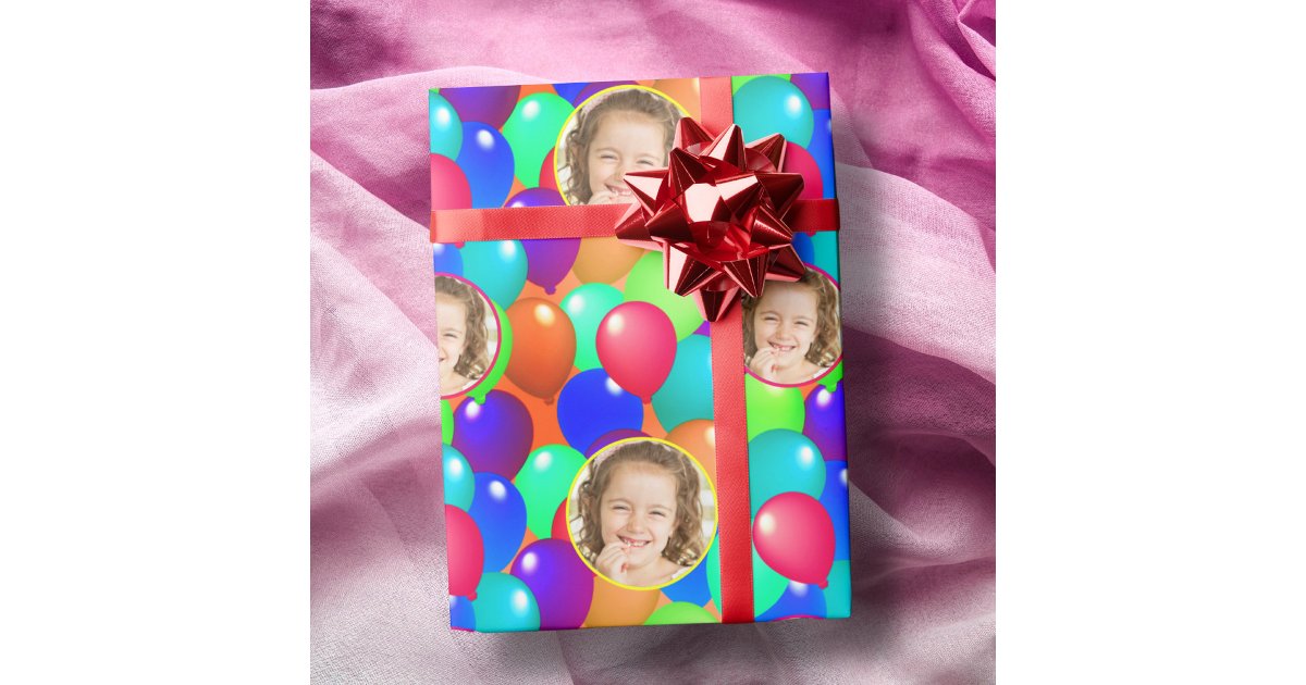 Custom Photo Logo Colorful Balloon Create Your Own Wrapping Paper | Zazzle