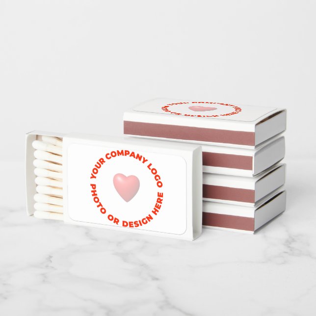 Custom Photo Logo MATCHBOXES - WHITE. Set of 50 (Stacked)